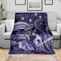Maori Romantic Valentine Blanket The Hongi Kiss Purple Galaxy