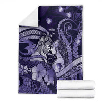 Maori Romantic Valentine Blanket The Hongi Kiss Purple Galaxy