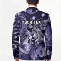 Personalised Maori Romantic Valentine Blazer The Hongi Kiss Purple Galaxy
