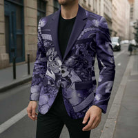 Personalised Maori Romantic Valentine Blazer The Hongi Kiss Purple Galaxy