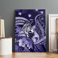 Maori Romantic Valentine Canvas Wall Art The Hongi Kiss Purple Galaxy