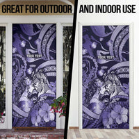 Personalised Maori Romantic Valentine Door Cover The Hongi Kiss Purple Galaxy