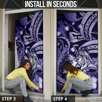 Personalised Maori Romantic Valentine Door Cover The Hongi Kiss Purple Galaxy