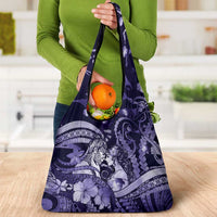 Maori Romantic Valentine Grocery Bag The Hongi Kiss Purple Galaxy