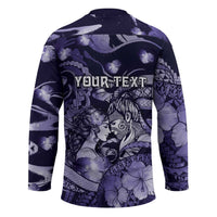 Personalised Maori Romantic Valentine Hockey Jersey The Hongi Kiss Purple Galaxy DT05 - Polynesian Pride