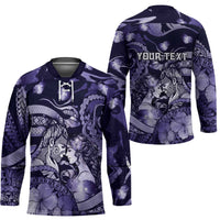 Personalised Maori Romantic Valentine Hockey Jersey The Hongi Kiss Purple Galaxy DT05 - Polynesian Pride