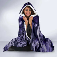 Maori Romantic Valentine Hooded Blanket The Hongi Kiss Purple Galaxy