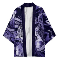 Personalised Maori Romantic Valentine Kimono The Hongi Kiss Purple Galaxy