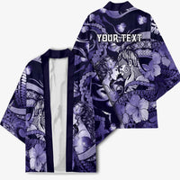 Personalised Maori Romantic Valentine Kimono The Hongi Kiss Purple Galaxy