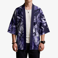 Personalised Maori Romantic Valentine Kimono The Hongi Kiss Purple Galaxy