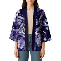 Personalised Maori Romantic Valentine Kimono The Hongi Kiss Purple Galaxy