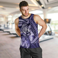 Personalised Maori Romantic Valentine Men Tank Top The Hongi Kiss Purple Galaxy