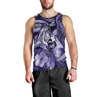 Personalised Maori Romantic Valentine Men Tank Top The Hongi Kiss Purple Galaxy