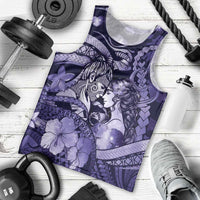 Personalised Maori Romantic Valentine Men Tank Top The Hongi Kiss Purple Galaxy
