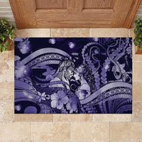 Maori Romantic Valentine Rubber Doormat The Hongi Kiss Purple Galaxy