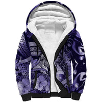 Personalised Maori Romantic Valentine Sherpa Hoodie The Hongi Kiss Purple Galaxy