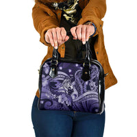 Maori Romantic Valentine Shoulder Handbag The Hongi Kiss Purple Galaxy