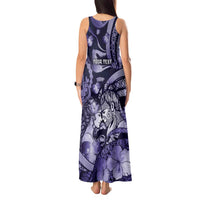 Personalised Maori Romantic Valentine Tank Maxi Dress The Hongi Kiss Purple Galaxy DT05 - Polynesian Pride