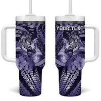 Personalised Maori Romantic Valentine Tumbler With Handle The Hongi Kiss Purple Galaxy
