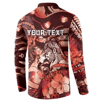 Personalised Maori Romantic Valentine Button Sweatshirt The Hongi Kiss Red Galaxy