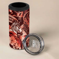 Personalised Maori Romantic Valentine 4 in 1 Can Cooler Tumbler The Hongi Kiss Red Galaxy