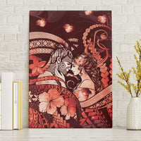 Maori Romantic Valentine Canvas Wall Art The Hongi Kiss Red Galaxy