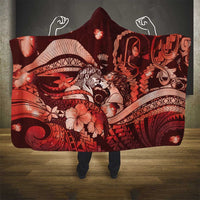 Maori Romantic Valentine Hooded Blanket The Hongi Kiss Red Galaxy