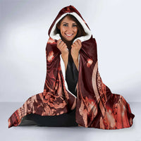 Maori Romantic Valentine Hooded Blanket The Hongi Kiss Red Galaxy