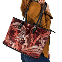 Maori Romantic Valentine Leather Tote Bag The Hongi Kiss Red Galaxy
