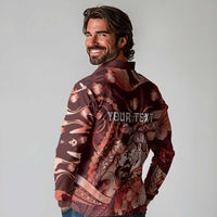 Personalised Maori Romantic Valentine Long Sleeve Polo Shirt The Hongi Kiss Red Galaxy