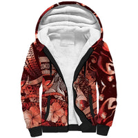 Personalised Maori Romantic Valentine Sherpa Hoodie The Hongi Kiss Red Galaxy