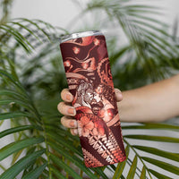 Personalised Maori Romantic Valentine Skinny Tumbler The Hongi Kiss Red Galaxy