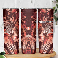 Personalised Maori Romantic Valentine Skinny Tumbler The Hongi Kiss Red Galaxy