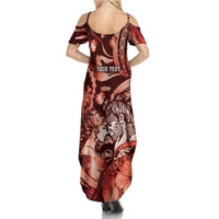 Personalised Maori Romantic Valentine Summer Maxi Dress The Hongi Kiss Red Galaxy