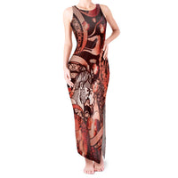 Personalised Maori Romantic Valentine Tank Maxi Dress The Hongi Kiss Red Galaxy