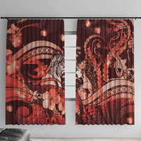 Maori Romantic Valentine Window Curtain The Hongi Kiss Red Galaxy