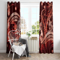 Maori Romantic Valentine Window Curtain The Hongi Kiss Red Galaxy