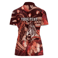Personalised Maori Romantic Valentine Women Polo Shirt The Hongi Kiss Red Galaxy
