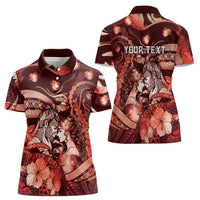 Personalised Maori Romantic Valentine Women Polo Shirt The Hongi Kiss Red Galaxy