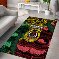 Vanuatu Independence Day Area Rug Boar Tusk Warrior Tribal Floral Patterns