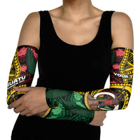 Personalised Vanuatu Independence Day Arm Sleeves Boar Tusk Warrior Tribal Floral Patterns