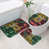 Vanuatu Independence Day Bathroom Set Boar Tusk Warrior Tribal Floral Patterns