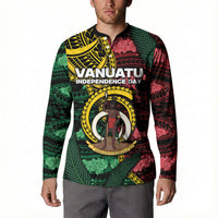 Personalised Vanuatu Independence Day Button Sweatshirt Boar Tusk Warrior Tribal Floral Patterns