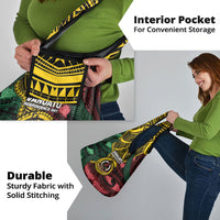 Vanuatu Independence Day Grocery Bag Boar Tusk Warrior Tribal Floral Patterns