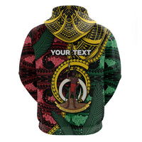 Personalised Vanuatu Independence Day Hoodie Boar Tusk Warrior Tribal Floral Patterns