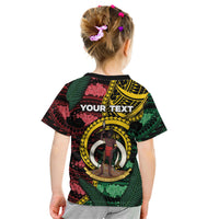 Personalised Vanuatu Independence Day Kid T Shirt Boar Tusk Warrior Tribal Floral Patterns