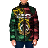 Personalised Vanuatu Independence Day Padded Jacket Boar Tusk Warrior Tribal Floral Patterns