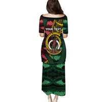Personalised Vanuatu Independence Day Puletasi Boar Tusk Warrior Tribal Floral Patterns