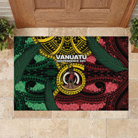Vanuatu Independence Day Rubber Doormat Boar Tusk Warrior Tribal Floral Patterns