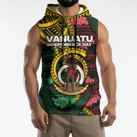 Personalised Vanuatu Independence Day Sleeveless Hoodie Boar Tusk Warrior Tribal Floral Patterns